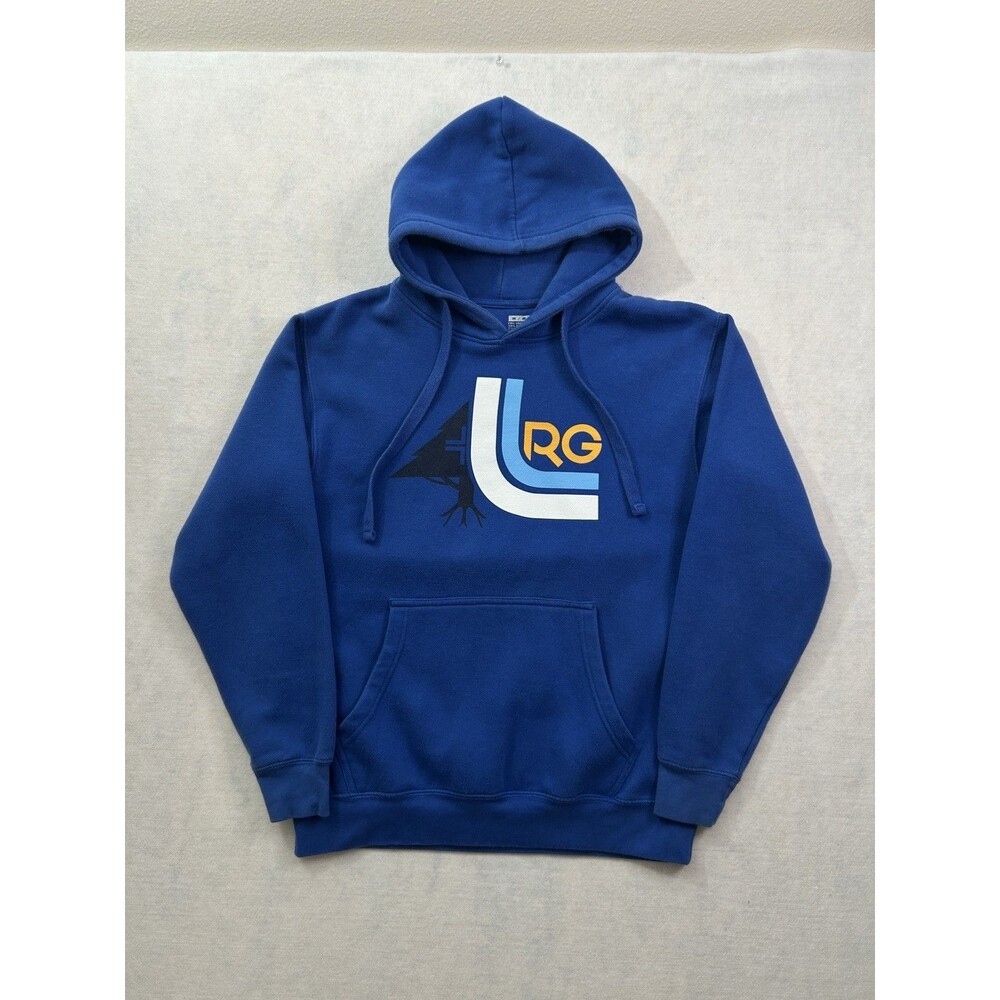 LRG Lifted Research Group Men's Blue Pullover Hoodie Spellout Tree Logo Medium M